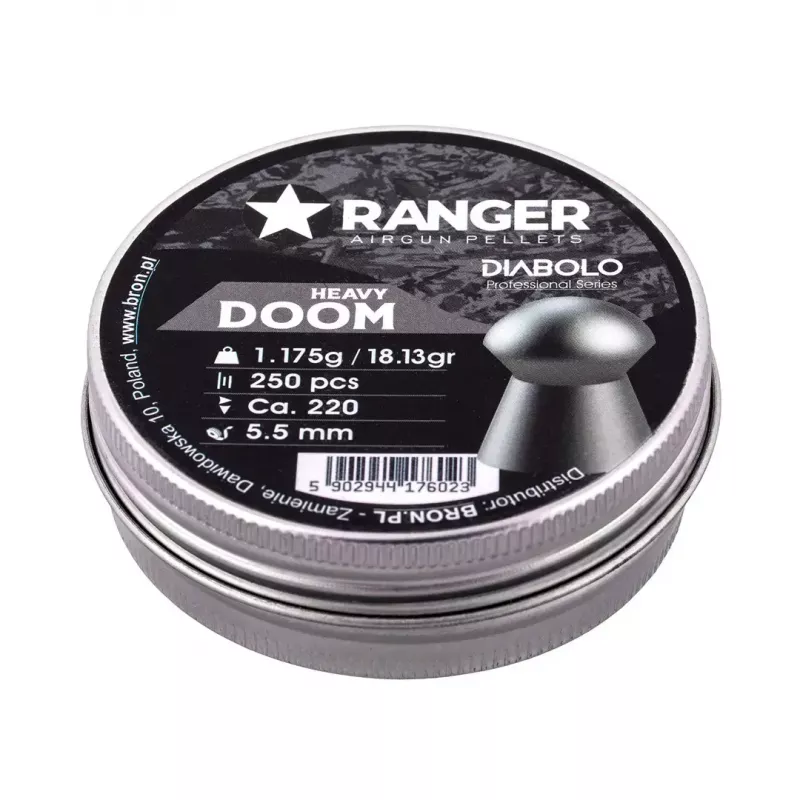 Diábolos RANGER PRORO.55.250.DH Diabolo 5,5 mm, 250 uds., color plata, dispensador de aluminio