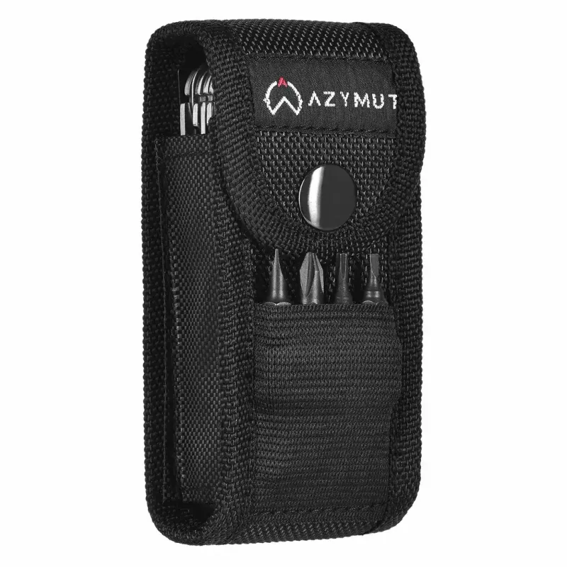 Multiusos AZYMUT Trohon H-P2010121 — alicate de tamaño completo de acero inoxidable con 12 herramientas, 8 puntas, plegado 10,5 cm, 381 g