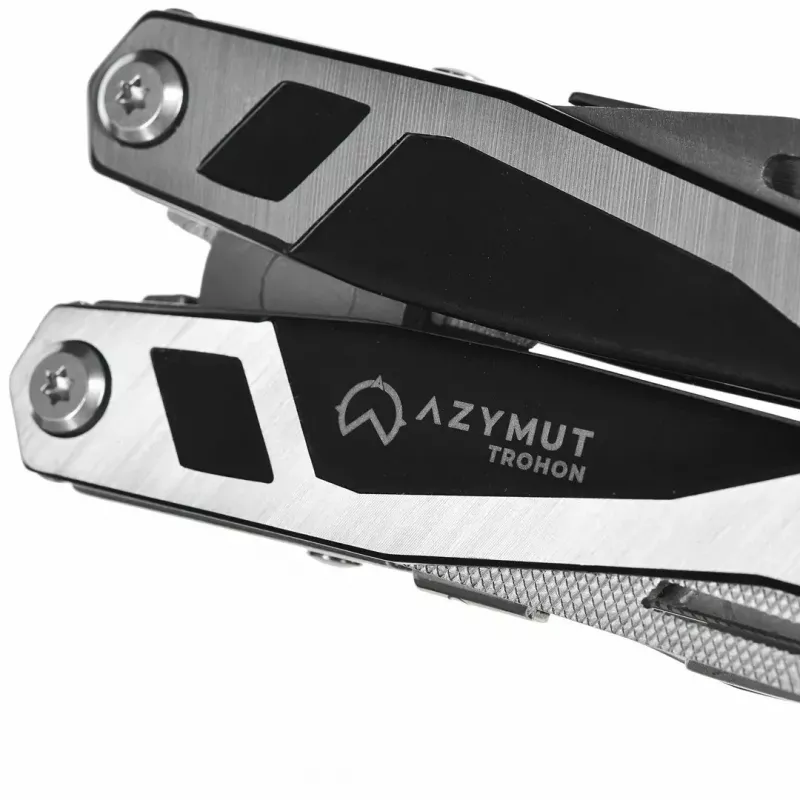 Multiusos AZYMUT Trohon H-P2010121 — alicate de tamaño completo de acero inoxidable con 12 herramientas, 8 puntas, plegado 10,5 cm, 381 g