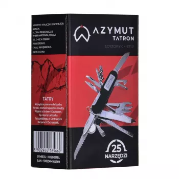 Navaja AZYMUT Tatron Navaja multiusos con 25 herramientas, acero inoxidable, 9 cm plegada, 200 g, funda de cuero