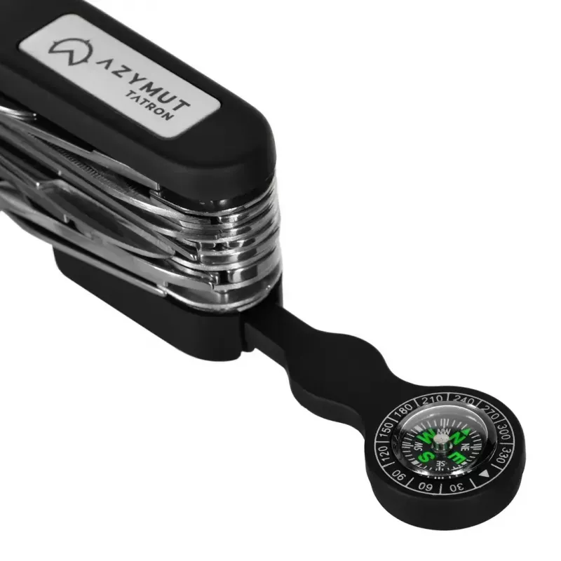 Navaja AZYMUT Tatron Navaja multiusos con 25 herramientas, acero inoxidable, 9 cm plegada, 200 g, funda de cuero