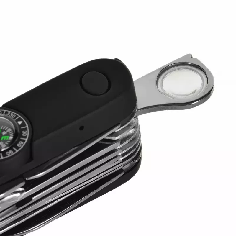 Navaja AZYMUT Tatron Navaja multiusos con 25 herramientas, acero inoxidable, 9 cm plegada, 200 g, funda de cuero