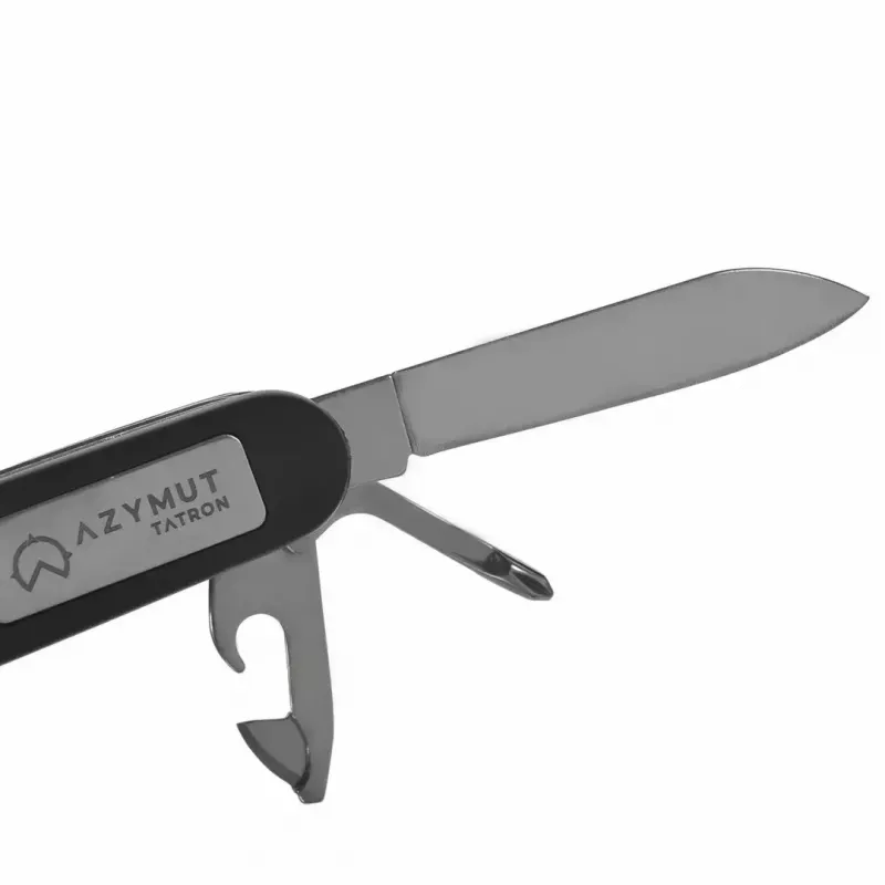 Navaja AZYMUT Tatron Navaja multiusos con 25 herramientas, acero inoxidable, 9 cm plegada, 200 g, funda de cuero