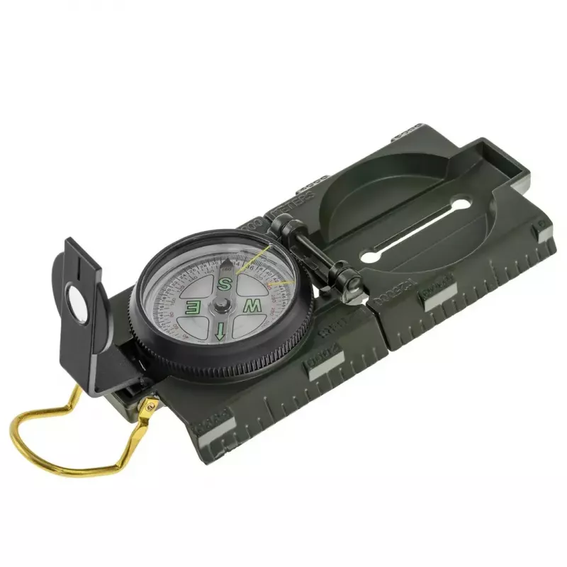 Brújula de navegación magnética Mil‑Tec Mil‑Tec US con iluminación, carcasa de aluminio, escalas 1:50k y 1:25k, oliva