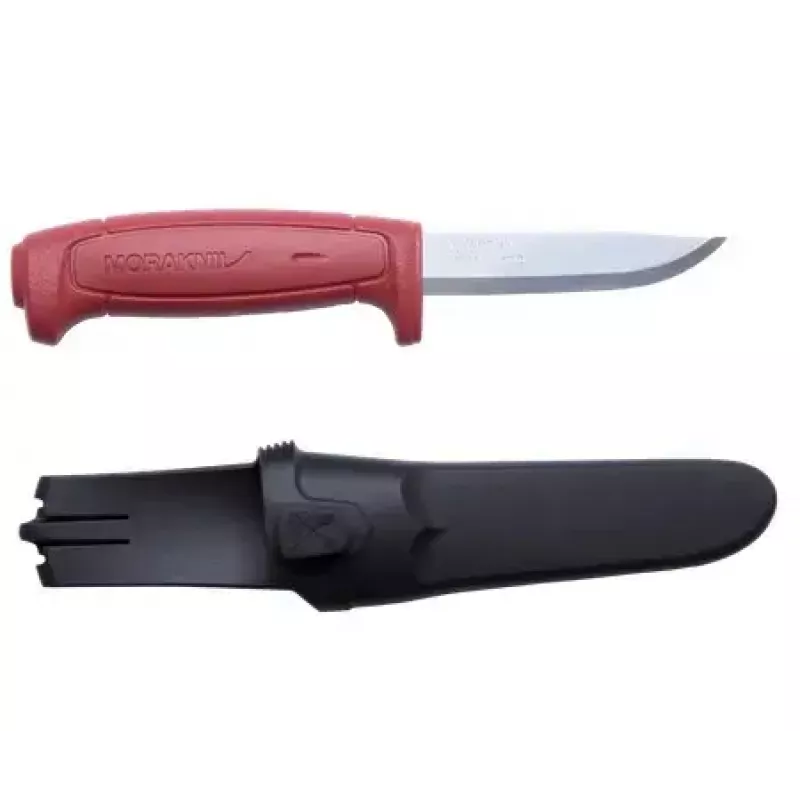 Cuchillo fijo Mora BASIC 511 — hoja de acero al carbono, mango rojo