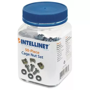 Set de tuercas enjauladas INTELLINET 711081 — carcasa de plástico, plateado, set de montaje, 10 g
