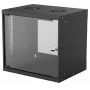 Intellinet 714174 armario de red de pared de 19 pulgadas 9U, 540×487×400 mm, puerta de cristal con llave, máx. 50 kg, flatpack, negro
