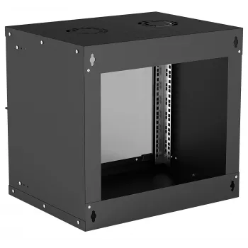 Rack de red de pared 9U INTELLINET 19 pulgadas (540×487×400 mm) negro, frontal de cristal, IP20