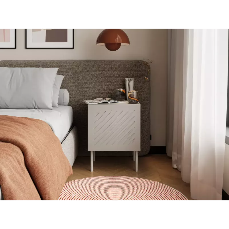 Mesita de noche Cama meble SIENA 44,5×40×59 cm, cashmere mate, MDF y aglomerado, set de 2