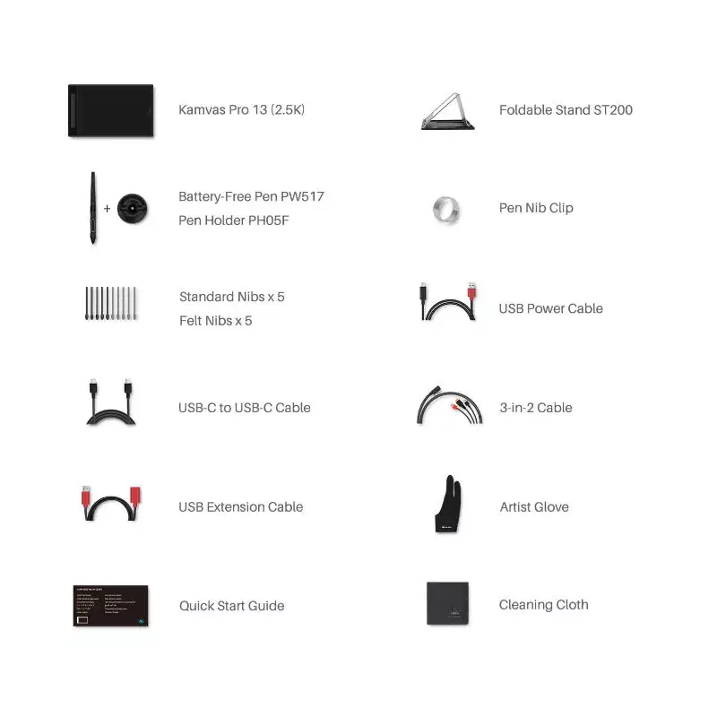 HUION Kamvas Pro 13 (2.5K) GT1302 tableta gráfica con pantalla, IPS 2.5K de 13,3 pulgadas, punto cuántico, 286,5×179 mm, 8192 niveles de presión, 5080 lpi, USB-C, plateada