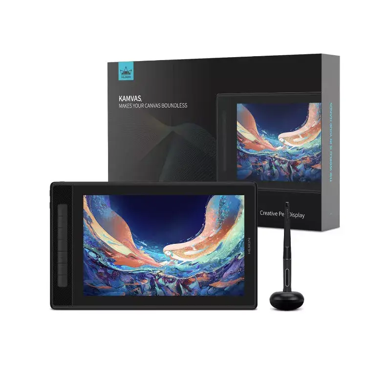 HUION Kamvas Pro 13 (2.5K) GT1302 tableta gráfica con pantalla, IPS 2.5K de 13,3 pulgadas, punto cuántico, 286,5×179 mm, 8192 niveles de presión, 5080 lpi, USB-C, plateada