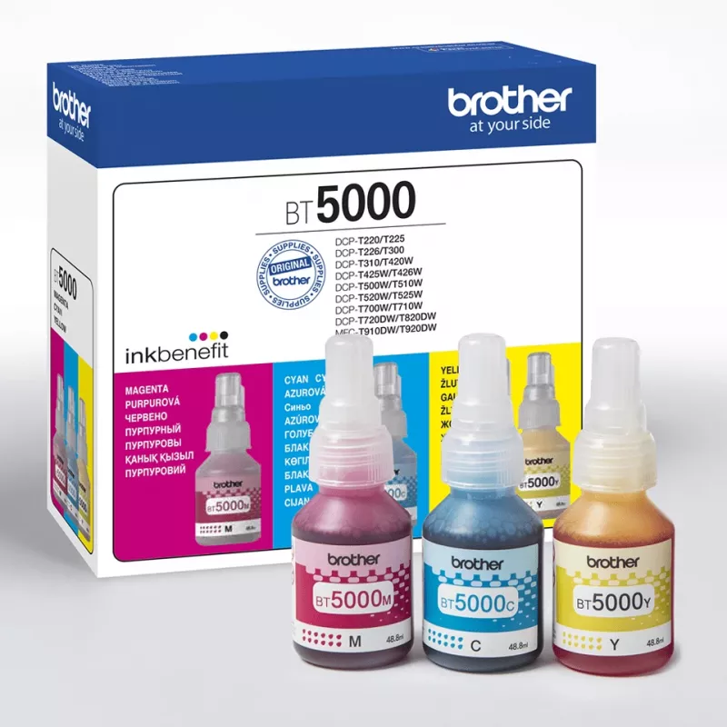Pack de cartuchos de tinta compatibles Brother BT-5000C, combinación de 3 colores (cian, magenta, amarillo), 3 uds., 48,8 ml, 5000 páginas