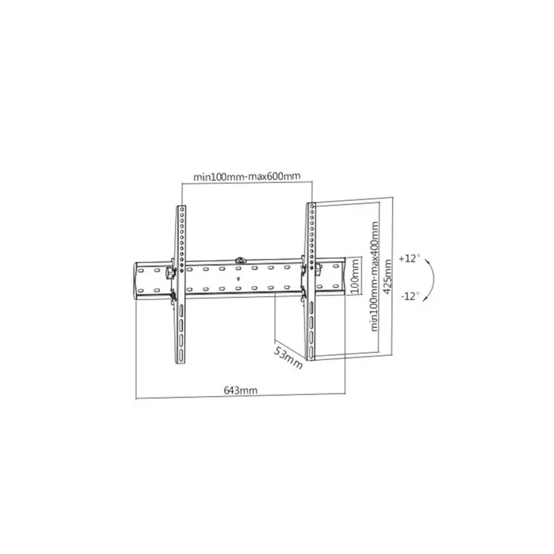 Gembird WM-70T-02 soporte de pared para TV de 37–70 pulgadas, máx. 40 kg, VESA 200×200–600×400, inclinación ±12°, distancia a la pared 5,3 cm, acero, negro