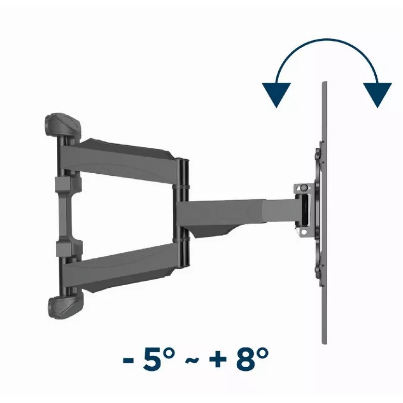 Gembird WM-75ST-01 soporte de pared articulado para TV de 32–75 pulgadas, VESA 600×400, máx. 45,5 kg, inclinación -5°–8°, giro ±50°, acero, negro