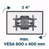 Gembird WM-75ST-01 soporte de pared articulado para TV de 32–75 pulgadas, VESA 600×400, máx. 45,5 kg, inclinación -5°–8°, giro ±50°, acero, negro