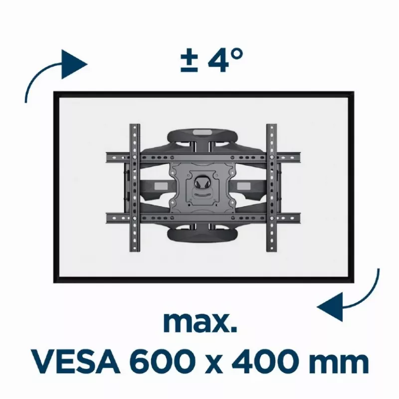 Gembird WM-75ST-01 soporte de pared articulado para TV de 32–75 pulgadas, VESA 600×400, máx. 45,5 kg, inclinación -5°–8°, giro ±50°, acero, negro