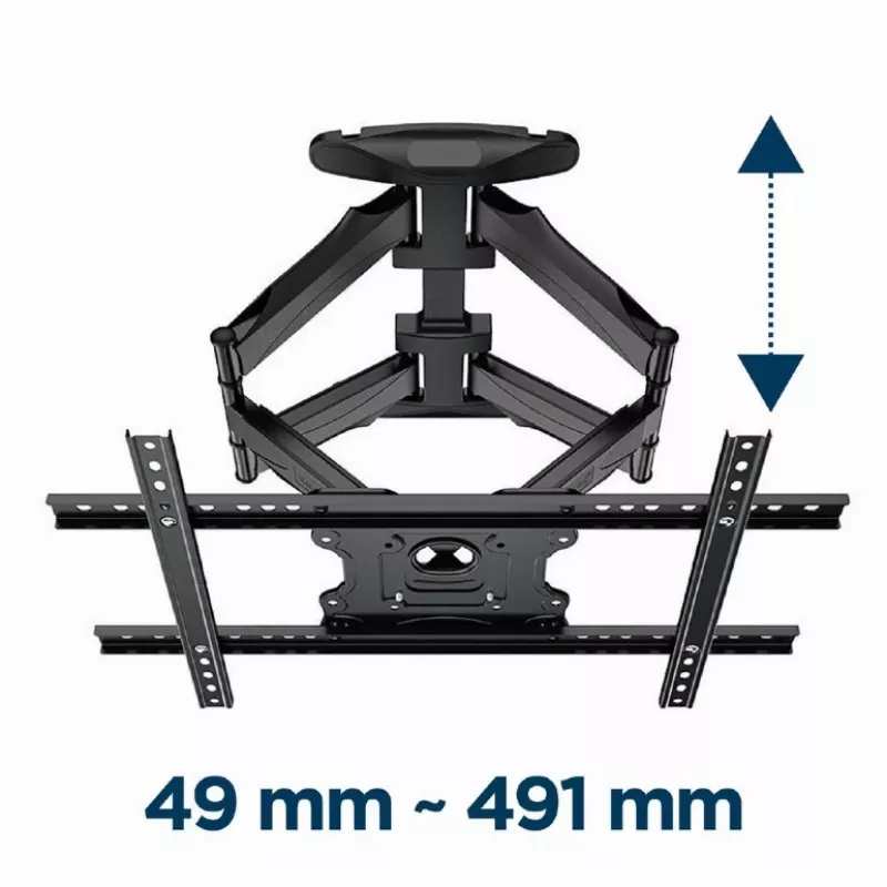 Gembird WM-75ST-01 soporte de pared articulado para TV de 32–75 pulgadas, VESA 600×400, máx. 45,5 kg, inclinación -5°–8°, giro ±50°, acero, negro