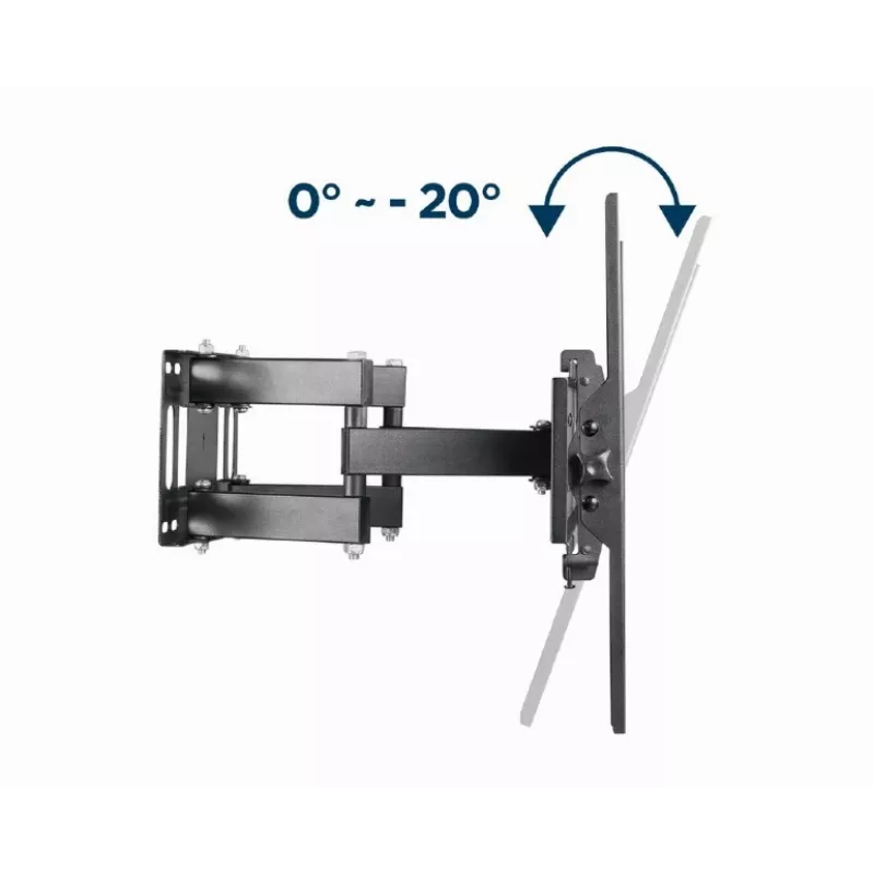 Soporte de pared para TV GEMBIRD WM-70ST-01 para pantallas de 37 inch–70 inch, inclinación 0° a -20°, giro ±60°, VESA 200×200–600×400, máx. 35 kg, Negro