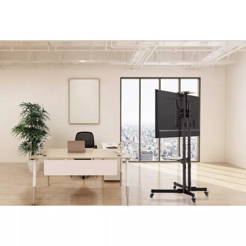 Soporte carro móvil para TV y monitor MANHATTAN 461238, móvil, negro, altura 1803 mm, VESA 200x200–600x400, máx. 50 kg