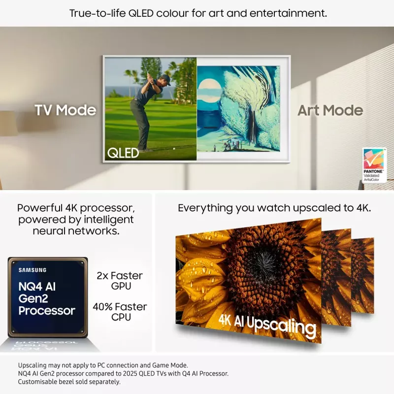 Televisor Samsung QE65LS03FAUXXH 65 inch The Frame QLED 4K HDR Smart TV, 3840×2160, Tizen, 120Hz
