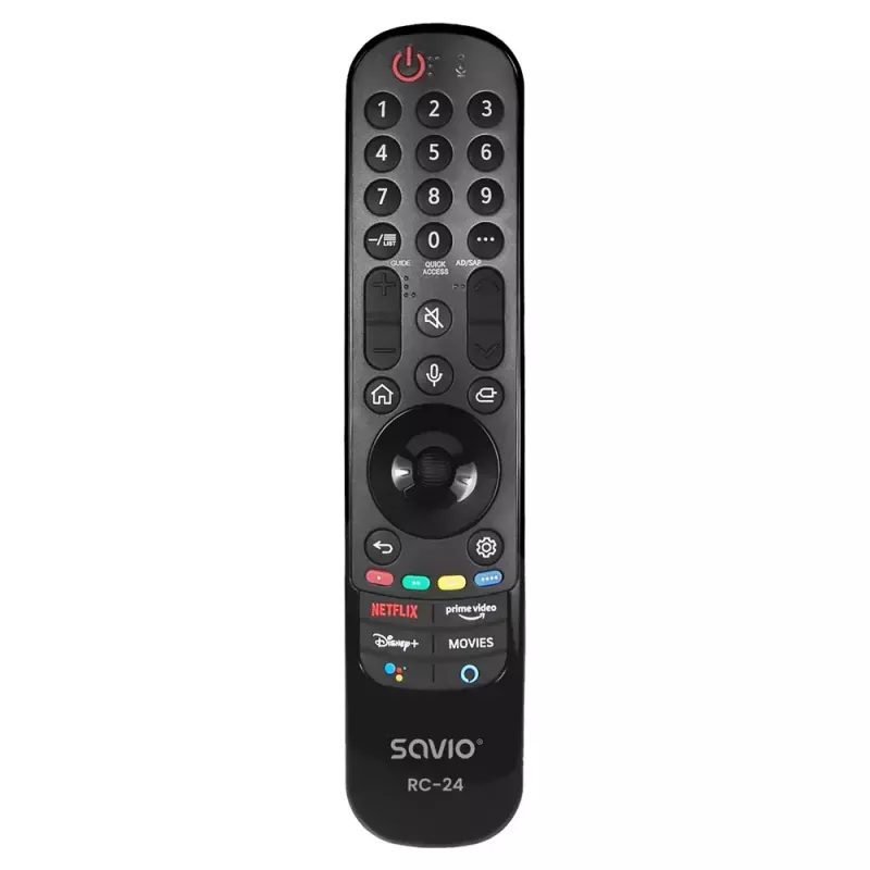 Mando a distancia SAVIO RC-24 IR inalámbrico universal para TV, negro, botones, alcance 10 m, compatible con 1 dispositivo