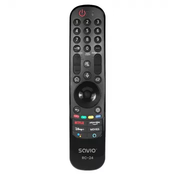 Mando a distancia SAVIO RC-24 IR inalámbrico universal para TV, negro, botones, alcance 10 m, compatible con 1 dispositivo