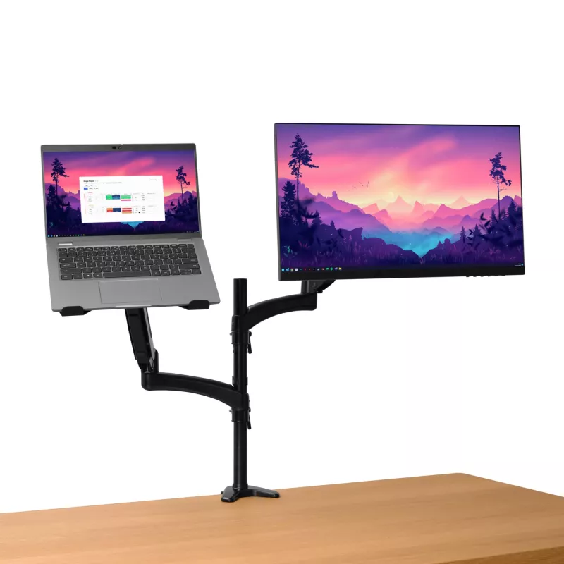 Soporte de escritorio TRUST Mara soporte de monitor de doble brazo para 2 pantallas hasta 32 inch – pistón de gas, VESA 75x75–100x100, máx. 16 kg, pinza, negro