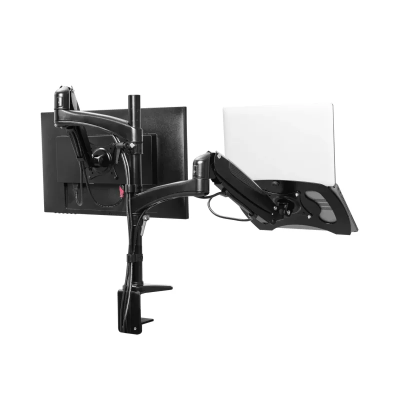 Soporte de escritorio TRUST Mara soporte de monitor de doble brazo para 2 pantallas hasta 32 inch – pistón de gas, VESA 75x75–100x100, máx. 16 kg, pinza, negro