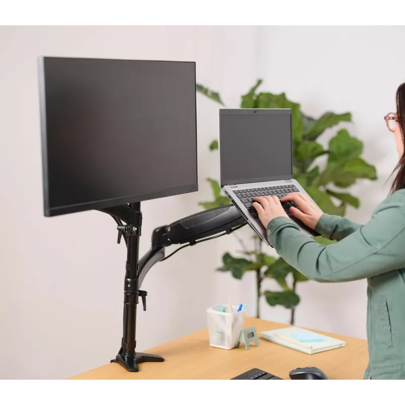 Soporte de escritorio TRUST Mara soporte de monitor de doble brazo para 2 pantallas hasta 32 inch – pistón de gas, VESA 75x75–100x100, máx. 16 kg, pinza, negro