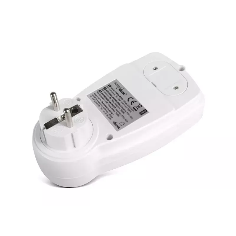 Vatímetro GreenBlue GB202 medidor de potencia 0–9999 W, 3600 W máx., 220–240 V, 16 A, pantalla LCD