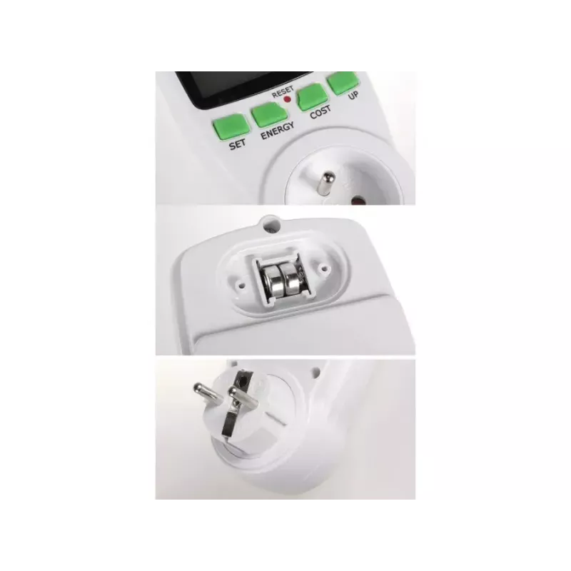 Vatímetro GreenBlue GB202 medidor de potencia 0–9999 W, 3600 W máx., 220–240 V, 16 A, pantalla LCD