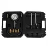 Manómetro analógico YATO YT-73022 0–20 bar, esfera de 75 mm, acero al carbono, manguera de 0,5 m, 4 adaptadores de latón, maletín