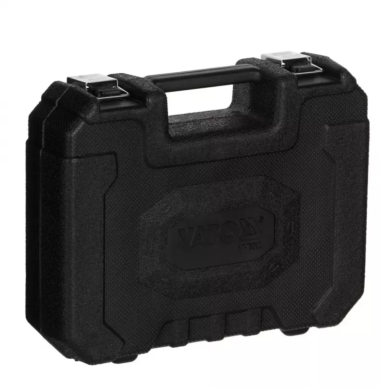 Manómetro analógico YATO YT-73022 0–20 bar, esfera de 75 mm, acero al carbono, manguera de 0,5 m, 4 adaptadores de latón, maletín