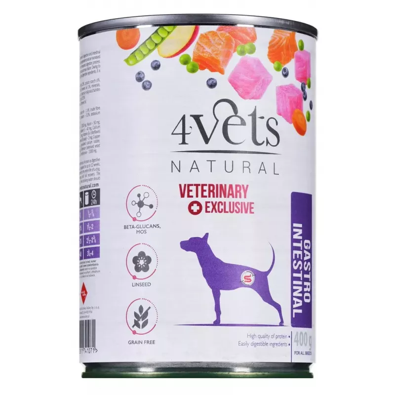 4VETS Natural Gastro Intestinal comida húmeda para perros, 400 g