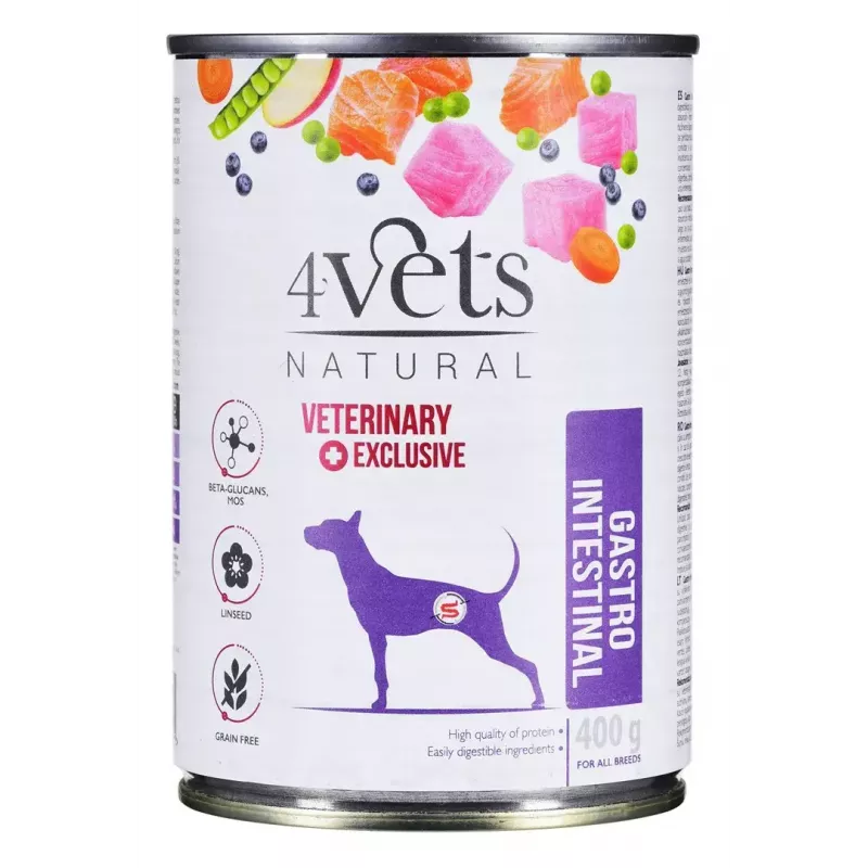 4VETS Natural Gastro Intestinal comida húmeda para perros, 400 g
