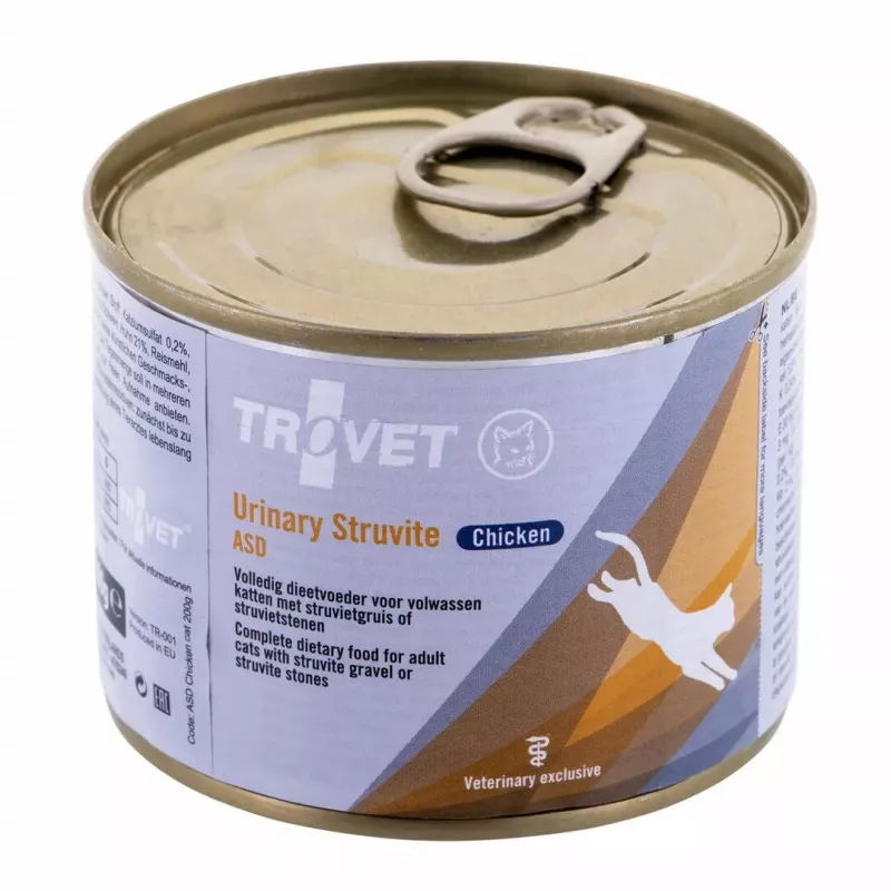 TROVET ASD Urinary Struvite comida húmeda para gatos con pollo, 200 g