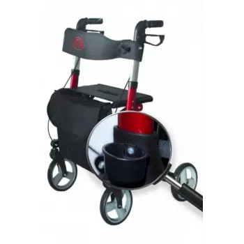 Andador de aluminio de cuatro ruedas ANTAR AT51006, plegable, altura ajustable, ruedas de 20 cm, carga máx. 136 kg, asiento 25×46 cm, peso 7,35 kg