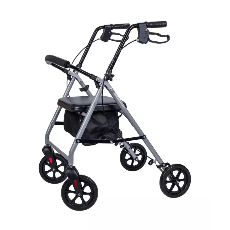 Andador MDH PPC035 / andador con asiento y cesta, aluminio, plegable, carga máx. 136 kg