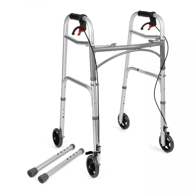 TIMAGO JMC-C3223 andador de cuatro ruedas con frenos, plateado