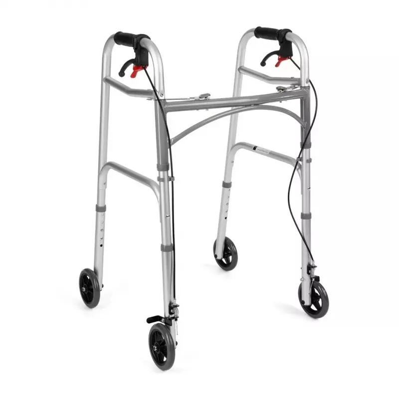TIMAGO JMC-C3223 andador de cuatro ruedas con frenos, plateado