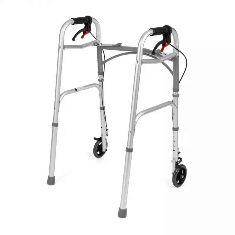 TIMAGO JMC-C3223 andador de cuatro ruedas con frenos, plateado