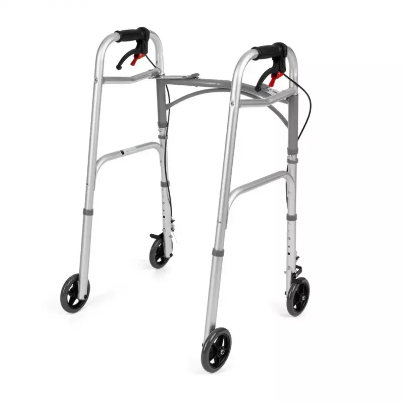 TIMAGO JMC-C3223 andador de cuatro ruedas con frenos, plateado