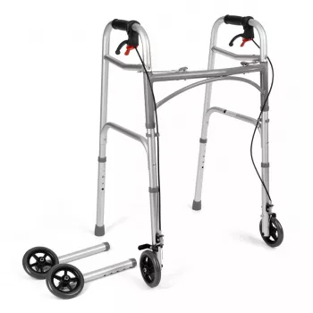 Silla de ruedas manual TIMAGO JMC-C 3223, estructura de aluminio, 4 ruedas, altura ajustable 79–91 cm, carga máx. 136 kg, ancho 595 mm, peso 3,8 kg