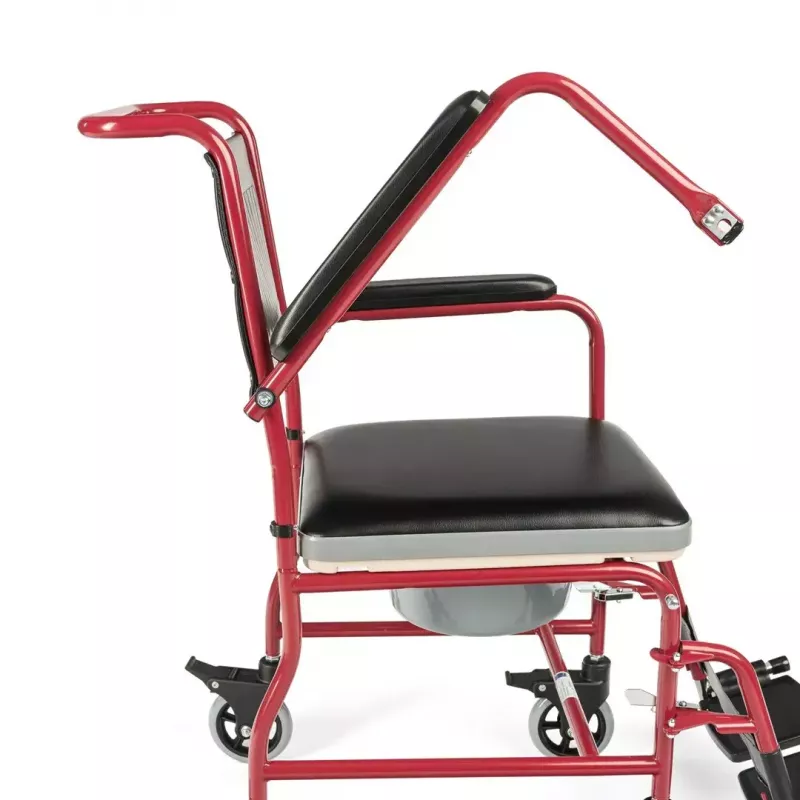 Silla de ruedas para inodoro TIMAGO FS 692 plegable ligera con asiento de inodoro, estructura de acero, 4 ruedas, capacidad 100 kg
