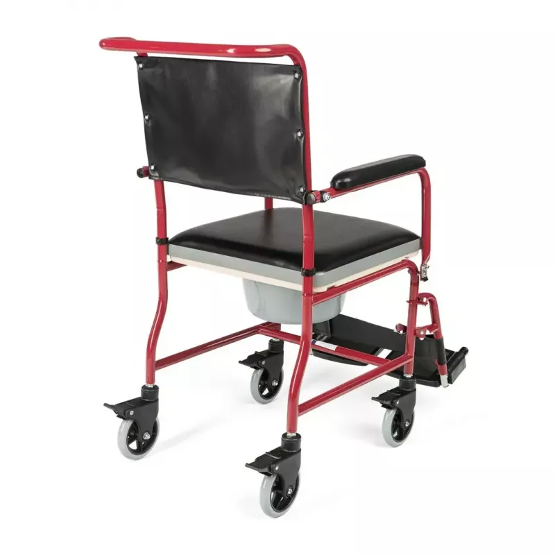 Silla de ruedas para inodoro TIMAGO FS 692 plegable ligera con asiento de inodoro, estructura de acero, 4 ruedas, capacidad 100 kg