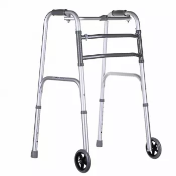 Andador VITEA CARE VCBP0031 aluminio, altura ajustable 82–100 cm, ancho 600 mm, carga máx. 110 kg, ruedas de 12 cm