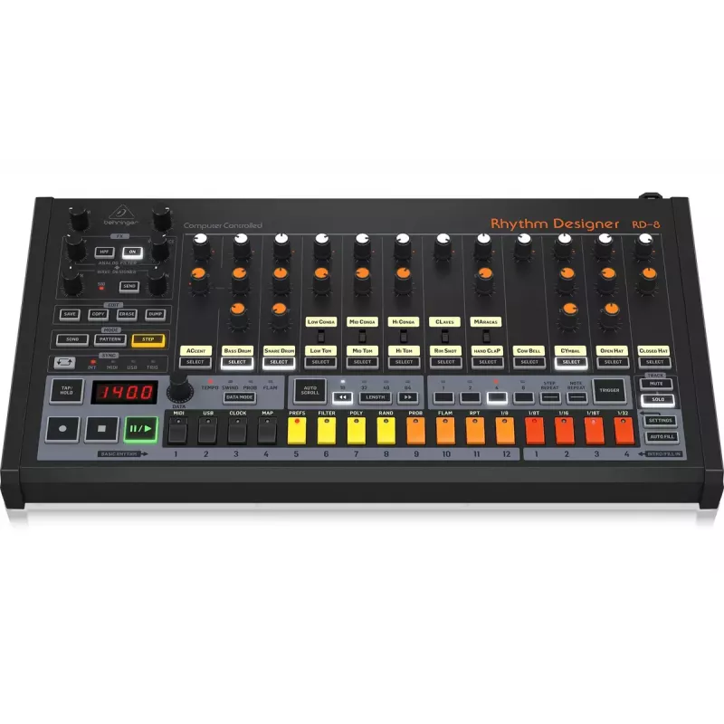 Máquina de ritmos y batería Behringer RD-8 MKII rango de calibración 10 – 15000 Hz
