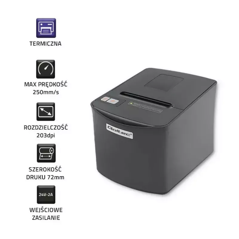Impresora térmica de etiquetas QOLTEC 50256 con interfaz USB – impresora POS compacta