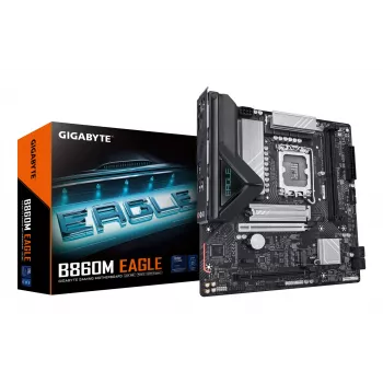 Placa base GIGABYTE B860M EAGLE - CPUs Intel Core Ultra Series, VRM 6+1+2+1 fases, hasta 9066 MHz DDR5, 1x PCIe 5.0 + 1x PCIe 4.0 M.2, LAN 2,5 GbE, USB 3.2 Gen 1
