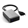 Cargador portátil Satechi ST-TC100GM-EU, 100 W, 2× USB-C, entrada AC 100–240 V, gris